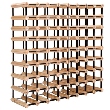 Emperio 72 Bottle Steel & Pine Wood Wine Rack